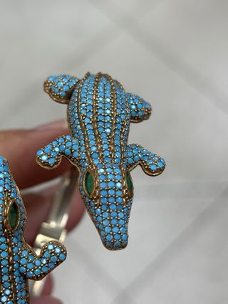 Bracciale Argento 925 Coccodrillo Turchese