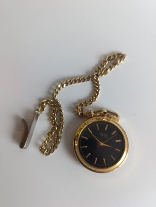 Reloj de bolsillo Elite dorado y negro