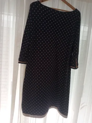 Vestido Cortefiel lunares negro y beig
