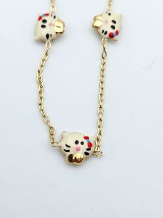 Pulsera Oro 18K, Para Niña, Gatos, 1,07gr, 12-14cm