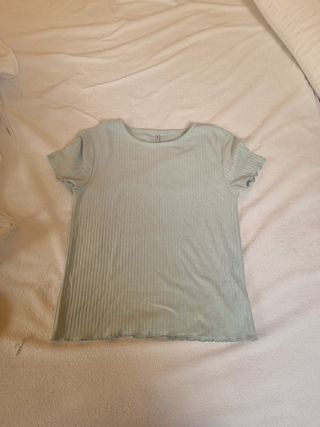 Camiseta Only canalé verde talla 13-14