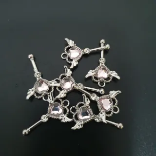 Abalorios Corazón Rosa y Plata