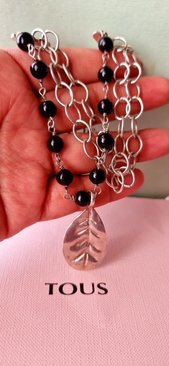 Pulsera Tous Plata y Ónix Hoja