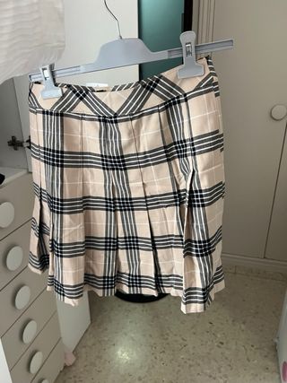 Falda H&M cuadros beige y negro Talla M