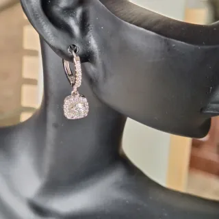 Pendientes Plata y Moissanita Cuadrados