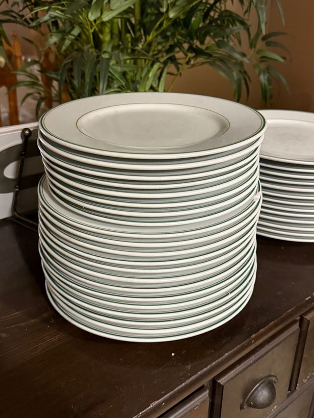 Juego de platos de porcelana blancos y verdes
