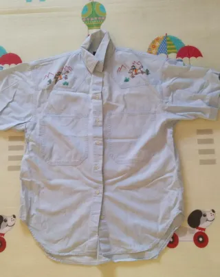 Camisa Vaquera Vintage Bordada Azul