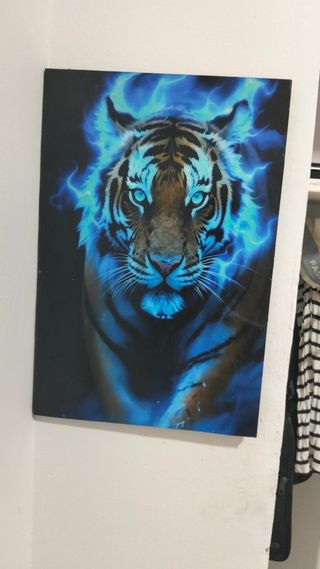 Cuadro Tigre Azul Efecto Cristal