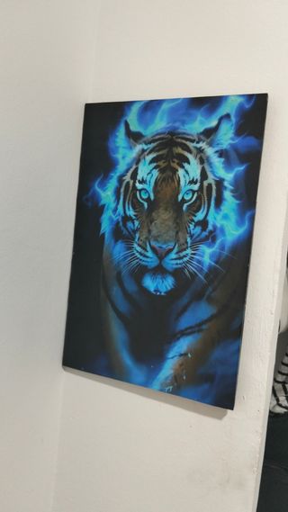 Cuadro Tigre Azul Efecto Cristal