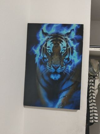 Cuadro Tigre Azul Efecto Cristal