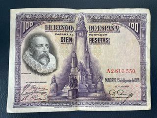 Billete 100 Pesetas España 1928 Cervantes