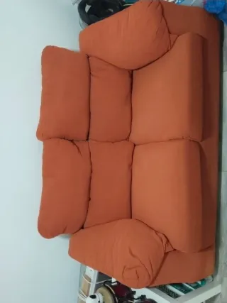 Sofá 2 plazas tela naranja