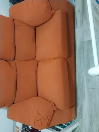 Sofá 2 plazas tela naranja