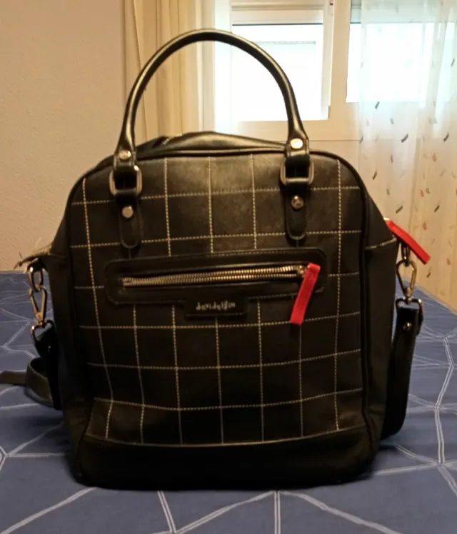 Bolso David Delfín Negro Rojo Triángulos