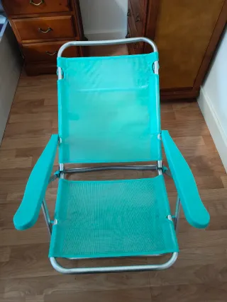 Silla de Playa Plegable Azul y Plata