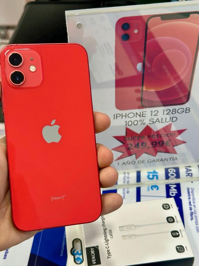 IPHONE 12 ROJO 128GB 100% SALUD 