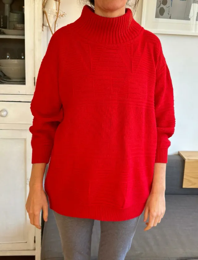 Jersey rojo mujer cuello alto