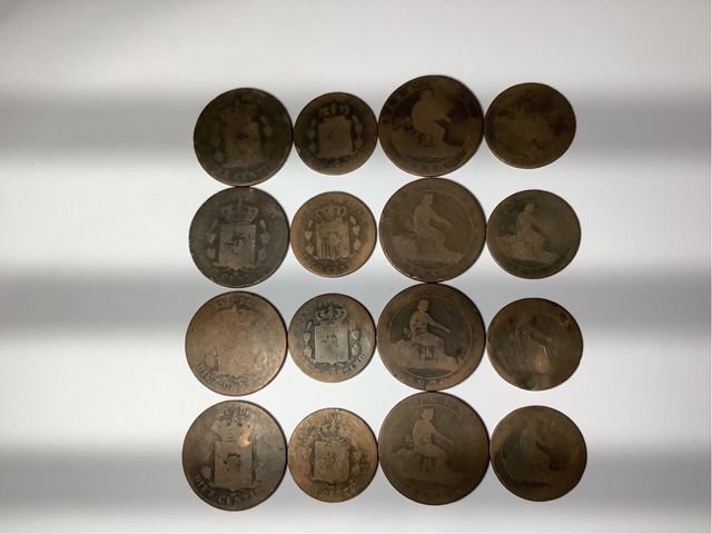 Lote 16 monedas antigua Alfonso XII y 1ª Republica