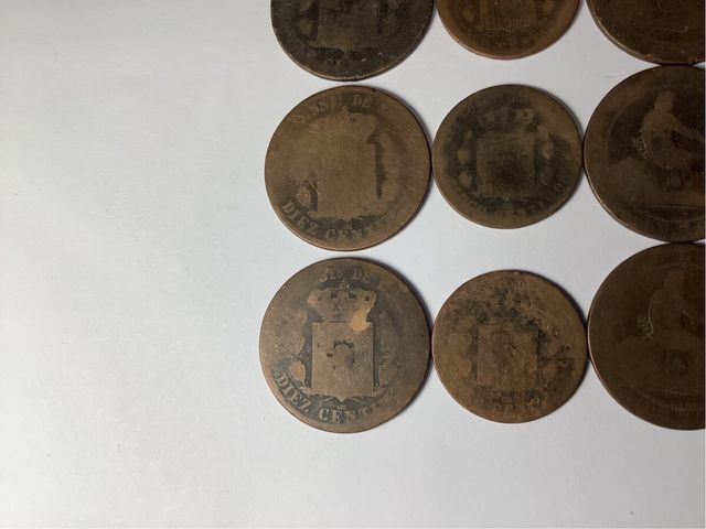 Lote 16 monedas antigua Alfonso XII y 1ª Republica
