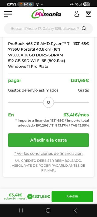 Portátil HP gama alta probook 48GB RAM DDR5 nuevo