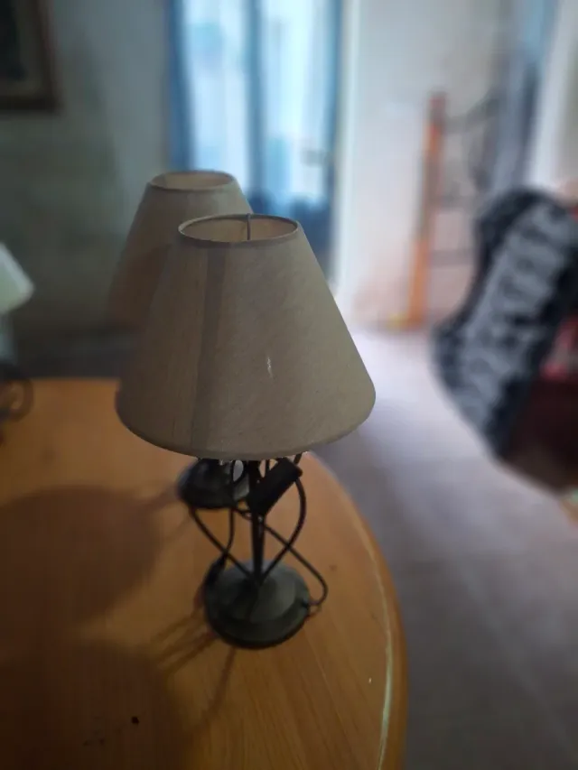 Juego 2 Lámparas Mesa Beige/Marrón