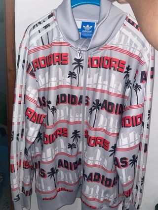 Chaqueta Adidas Retro Gris y Roja