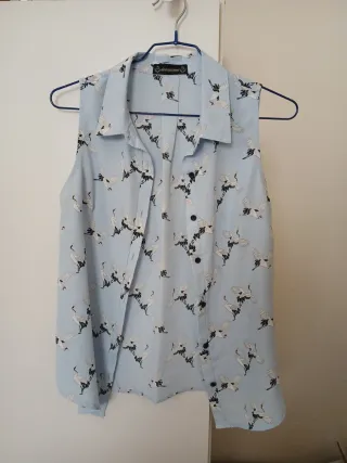 Blusa sin mangas con estampado de grullas Talla S