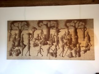 Antiguo Batik Burkina Faso Tela Beige Marrón