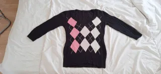 Jersey H&M rombos negro y rosa Talla M