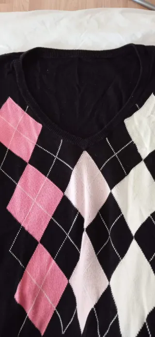 Jersey H&M rombos negro y rosa Talla M