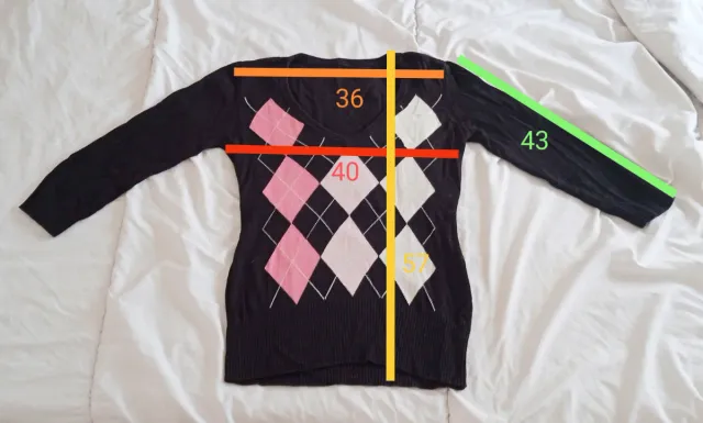 Jersey H&M rombos negro y rosa Talla M