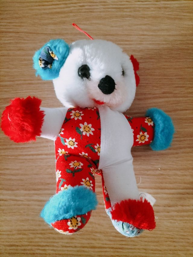 Peluche Oso Blanco Flores 15cm