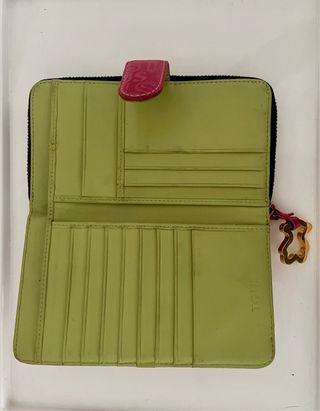 Monedero Tous Piel Rosa y Verde