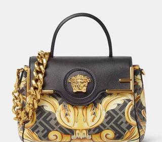 Borsa media Fendi La Medusa in oro nero