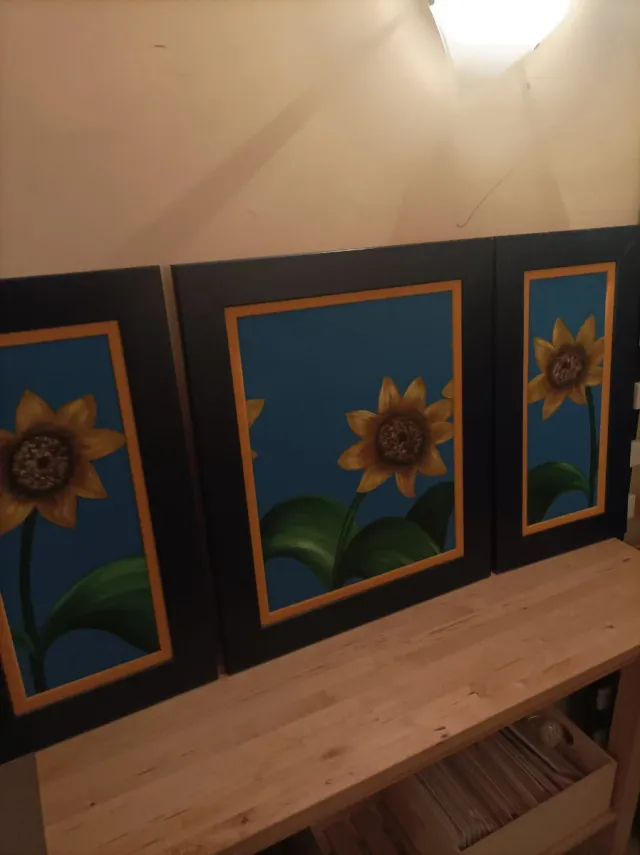 Tríptico cuadros girasoles