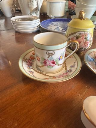 Set 2 Tazze Caffè Piattino Porcellana Floreale