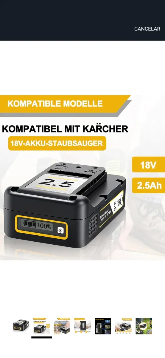 Batería 18V Compatible Kärcher 2.5Ah