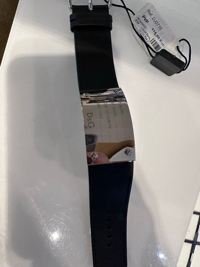 Pulsera D&G Acero y Piel Negra