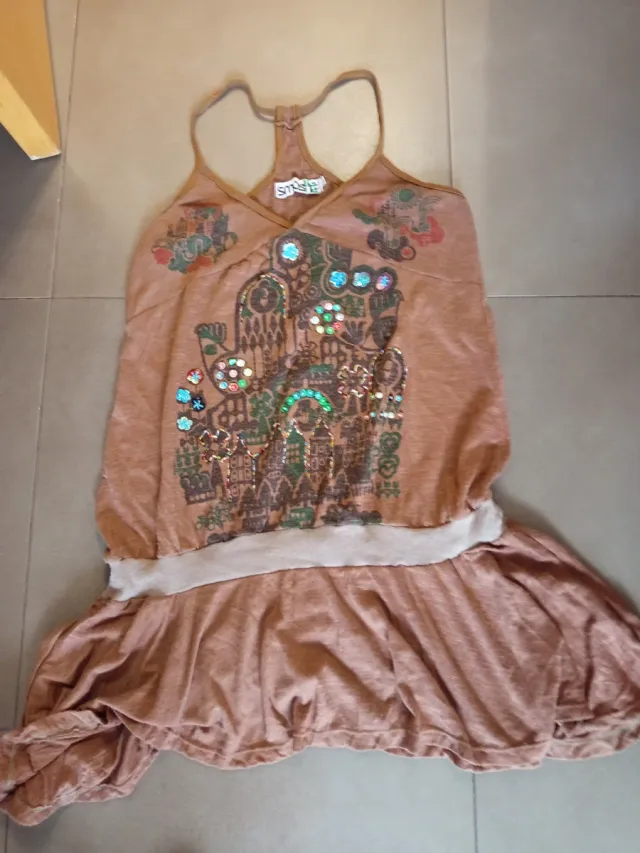 Vestido Talla M/L Marrón Multicolor