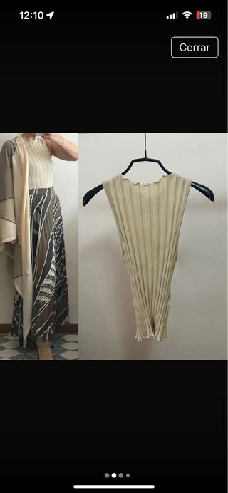 Top Zara punto canalé beige talla M