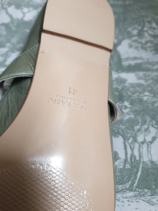Zapatos Zara piel verde joya talla 41
