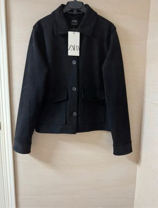Chaqueta efecto ante Zara Negra