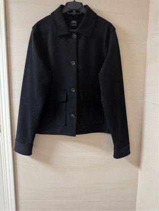 Chaqueta efecto ante Zara Negra
