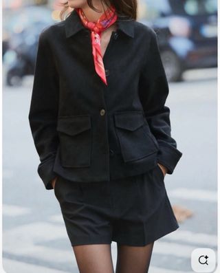 Chaqueta efecto ante Zara Negra