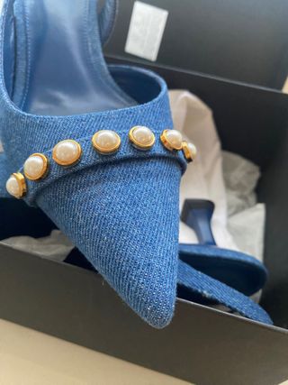Zapato destalonado Uterqüe denim Perlas tacón 5 cm