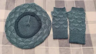 Boina y Mitones de Lana Azul