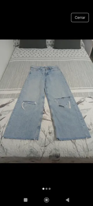 Pantalón ancho vaquero Mango desgastado