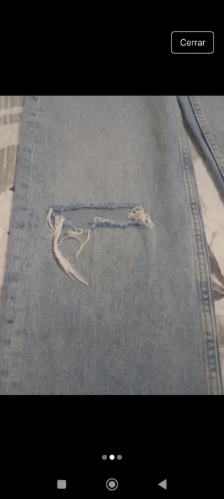 Pantalón ancho vaquero Mango desgastado