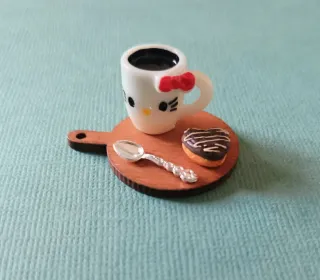 Taza café y pasta. Casa de muñecas escala 1:12