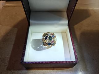 Anello oro con pietre preziose miste